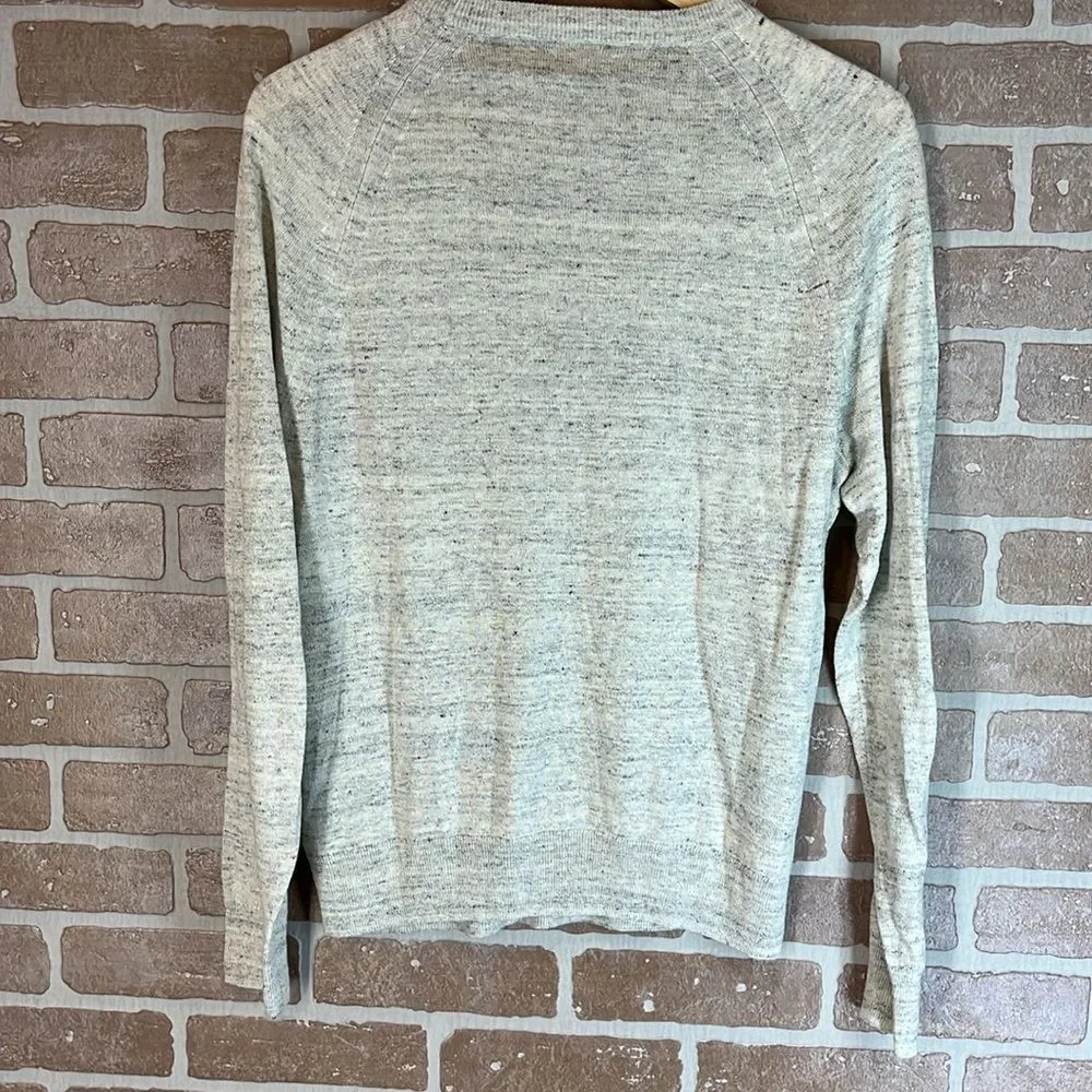 J Crew men's Medium linen and cotton blend crewneck sweater Gray Beige